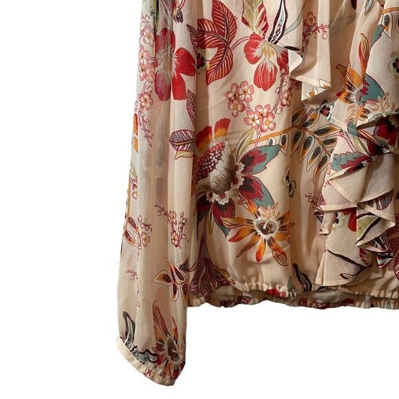 Sanctuary Floral Print Ruffled Blouse Pink Size Large - Picture 6 of 11